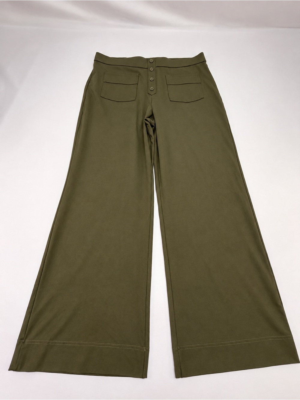 Halara Womens 2X Olive Green Wide Leg Cropped Pants Stretch Pockets NWT